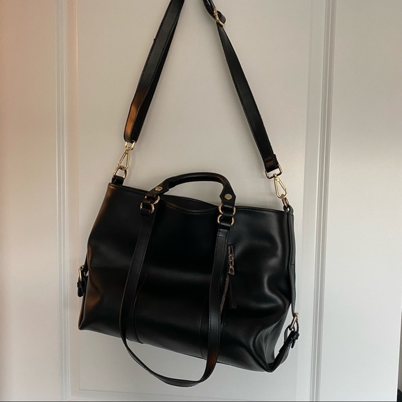 Katter Genuine Leather 3-in-1 Handbag Tote Cross-body Purse BLACK - Picture 8 of 12